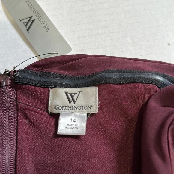 WORTHINGTON Burgundy Short Sleeve Corset Blouse Mesh size 14 NWT - Picture 6 of 7
